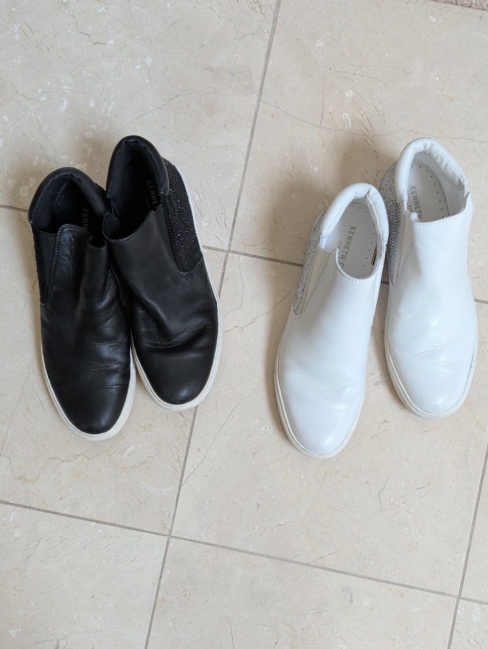 Kenneth Cole Slip-On Booties in Black and White
